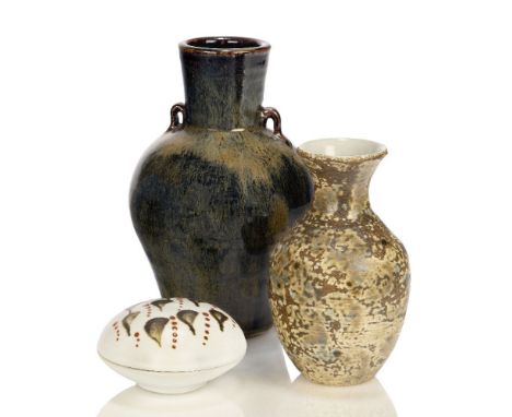 Trevor Corser (1938-2015), a stoneware vase  c.1980, impressed seals to side A tenmoku glazed stoneware vase made at the Leac