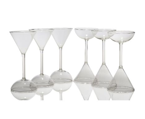 Alessandro Mendini (1913-2019), a set of six ‘TYL’ liqueur glasses for Studio Alchimia Late 1980s Each glass with a flared bo