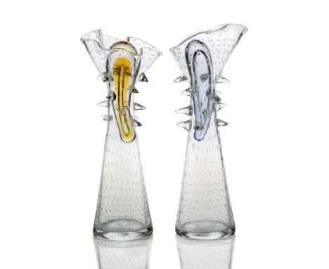Borek Sipek (Bořek Šípek)&nbsp;(1949-2016), a pair of glass ‘Alterego No. 601’ decanters with different coloured stoppers c.1
