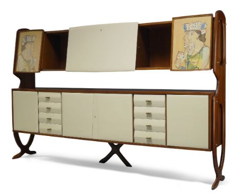 Gio Ponti (1891-1979) & Piero Fornasetti (1913-1988), a unique mahogany, lacquered and painted credenza    c.1952    The supe