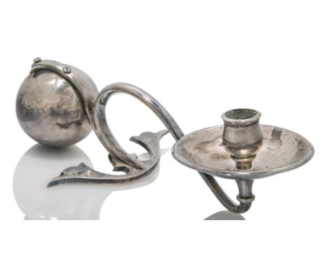 William Arthur Smith Benson (1854-1924), a plated candlestick  c.1890, stamped BENSON to base of weight A counter balanced si