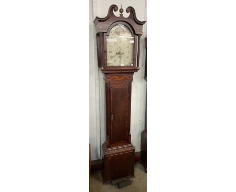 A George III inlaid oak 8-day longcase clock, the painted dial signed Wilson, Nottingham 