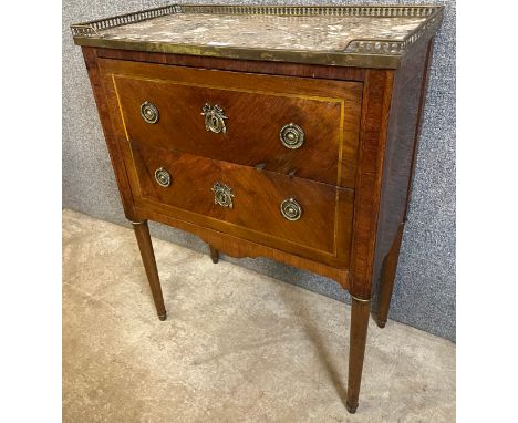 A 19th Century French Empire style mahogany, gilt metal and marble topped petit commode 