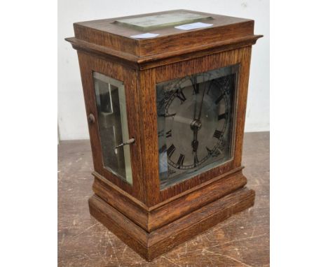 A late 19th Century oak single fusee mantle clock 
