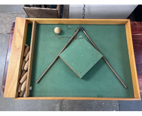 A vintage table skittles game 