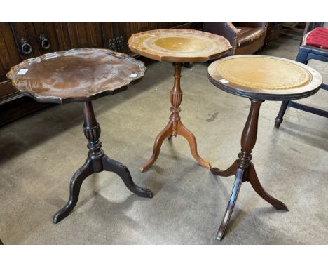 Three Regency style mahogany tripod wine tables 