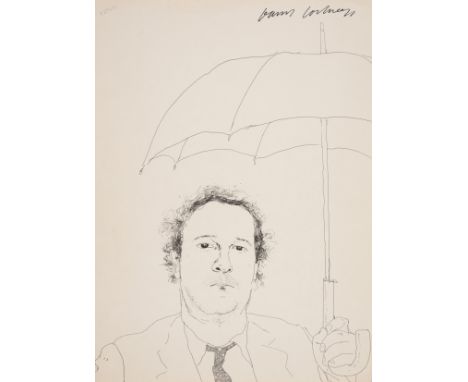 David Hockney (b.1937) after.The Restauranteur (Illustrated Menu for Langans Brasserie)Offset lithograph, circa 1972, signed 