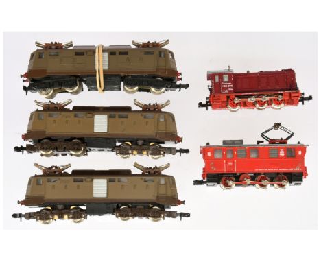 Lima N Gauge Unboxed Locomotives - to include three Kleinbahn FS E424 008 in two tone brown livery, Plus Trix and Fleischmann