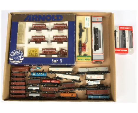 Arnold N Gauge Fleischmann &amp; Similar Wagons - to include Arnold Wagon set 0322, Fleischmann 841014 2-tig Offene Guter-wag