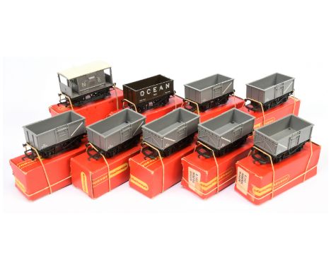 Hornby (GB) OO Gauge R.243 Mineral Wagons - Group of 7 Mineral wagons plus R.009 'Ocean' open wagon &amp; R.114 NE Brake Van.