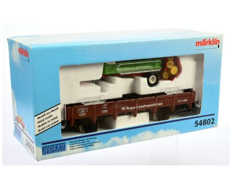 Marklin Gauge 1 54802 Open Wagon in brown with Agricultural Trailer Load. Conditions: Generally Excellent to Excellent Plus i