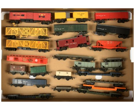 Tri-ang OO Gauge wagons Group - to include Giraffe Car, Various Permanent way track cleaning cars, Hopper wagons plus others.