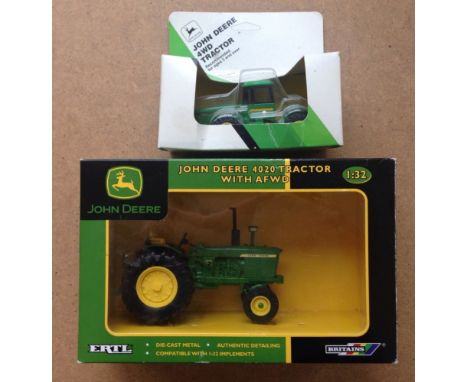 2 boxed Ertl John Deere tractors 1:32 scale 4020 Tractor #47336 & 1:64 scale 4WD #575.