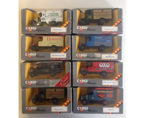 8 boxed Corgi vintage advertising vans.