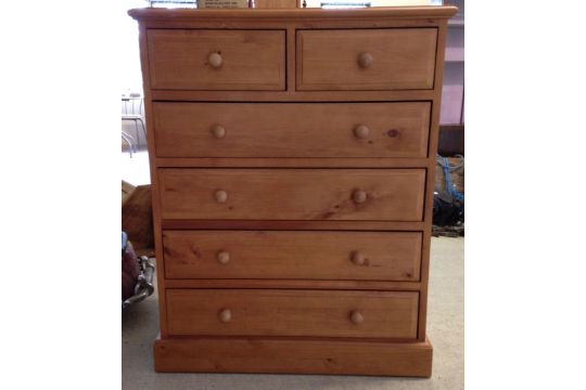 Pine Chest Of Drawers 2 Over 4 117cm Tall X 93cm Wide