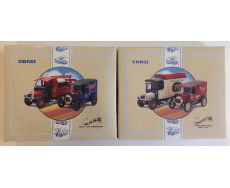 2 boxed Corgi Thorneycroft & Model T van sets - Bass & Terrys.