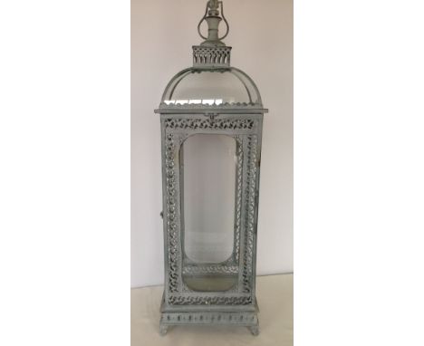 Large metal & glass lantern, 99cm tall.