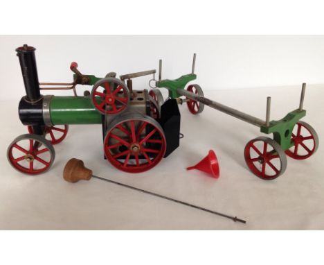 Mamod steam roller and trailer.