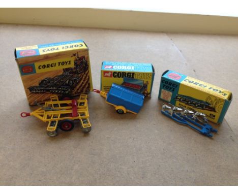 3 boxed Corgi farm implements #61, 71 and 109.