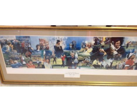 A F&G ltd edition print "A decade of Champions" by Michael P Heslop signed in pencil 1990 122/850 47 x 116cm