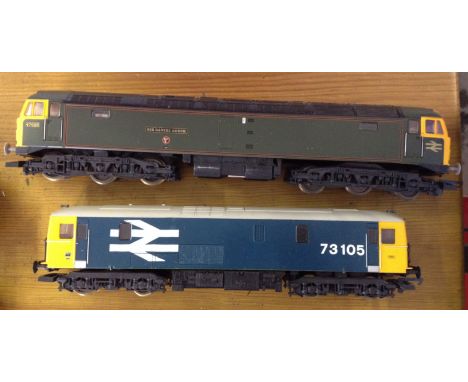 A lima OO gauge locomotive 47628 Sir Daniel Gooch with a Lima OO gauge locomotive 73105.