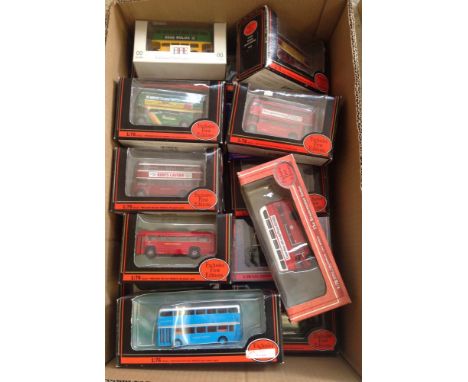 A box of 16 boxed Exclusive First Editions EFE 1:76 scale buses.