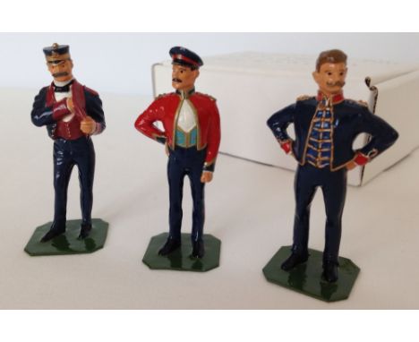 3 figures British Army c1900 white metal soldiers in mess dress - 3rd Hussars, 2nd Life Guards & RAMC by Errol John Studios.