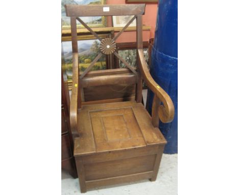 19th Century oak commode elbow chair.