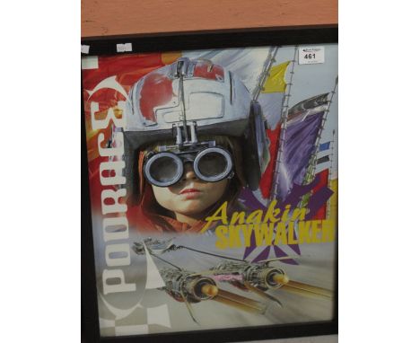 Anakin Skywalker Podrace, coloured print by GB Posters.  Framed and glazed.