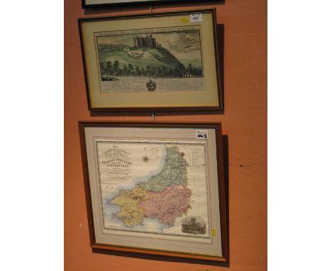 After Saxton and Kipp, 'The South East View of Llehaiden', a restrike print, together with: after Greenwood, 'Map of the Sout