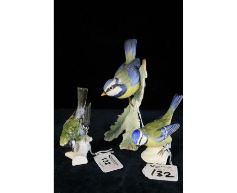 Three Goebel bird ornaments to include blue tit mouse.  (3)