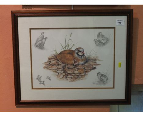 After Nigel Hemming, 'French Partridge', a coloured print. Framed and glazed.