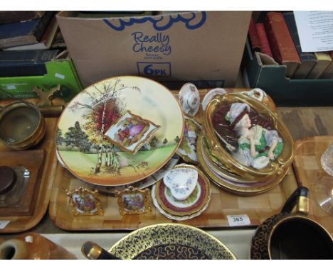 Tray of assorted mainly continental items to include Limoge, pin dishes, miniature pictures, picture frames, plates etc., tog