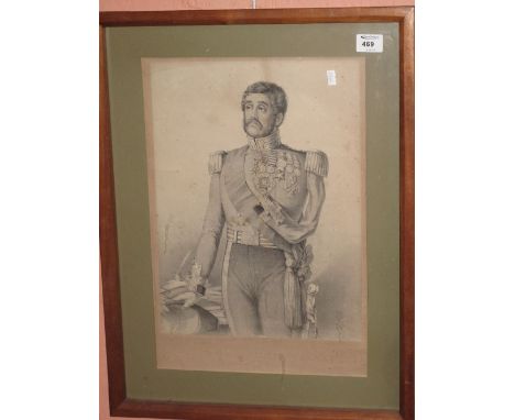 After T.H. Wilson, 'Portrait Study of Major General Sir Joseph Thackwell G.C.B.', uncoloured engraving.  Framed and glazed.