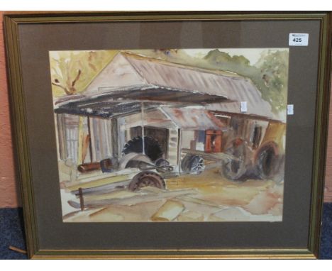 K Haulding, "Cilibion Saw Mill", watercolours, signed with initials.  Framed and glazed.