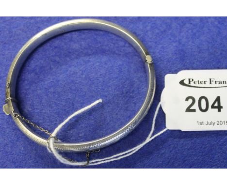 Silver engraved ladies bangle, Birmingham hallmarks.