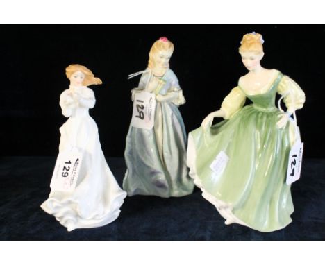 Royal Doulton bone china figurine "Thank you" HN3390, "Fair lady" HN2193, and Royal Worcester "Sweet Anne" 3630.  (3)