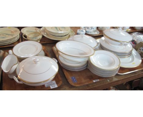 Three trays of Royal Worcester fine bone china Viceroy dinner ware items comprising circular lidded tureens, various plates, 
