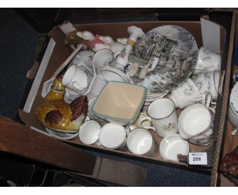 Tray of assorted china to include Royal standard fine bone china garland part tea ware items comprising cups, saucers etc., v