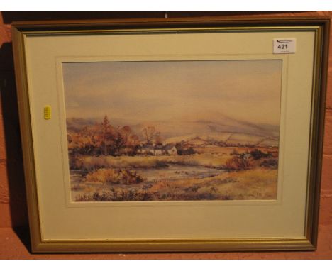 After Elizabeth Haines limited edition coloured print, a Pembrokeshire farm stead.  Framed and glazed.