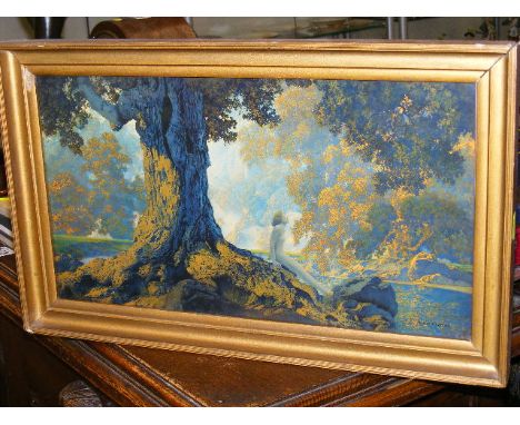 An Early 20thC. Maxfield Parrish Print Of Girl Sat Under Tree