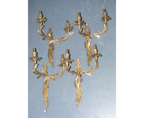 Four Wall Mounted Gilt Metal Light Fittings
