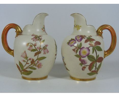 A Pair Of Royal Worcester Porcelain Jugs