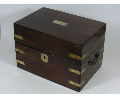 A 19thC. Brass Bound Mahogany Tea Caddy With Inserts