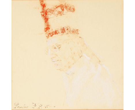 HAROLD RILEY (1934) MIXED MEDIA'Paulus P. P. VI' portrait of Pope Paul VI6 1/2" x 6 1/2" (16.5 x 16.5cm) 