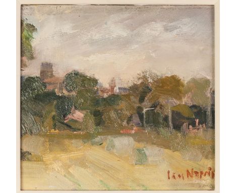 IAN NORRIS (TWENTIETH/ TWENTY FIRST CENTURY) OIL ON BOARD ?Late Evening, Towards Clitheroe Castle? Signed, titled and dated 2