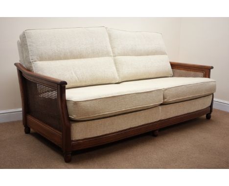 Ercol three seat bergere sofa in Golden Dawn elm finish, W190cm Condition Report Click here for further images, condition, au