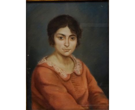 Portrait of a Lady, 20th century pastel indistinctly signed and dated 1927, 57cm x 43.5cm  Condition Report Click here for fu