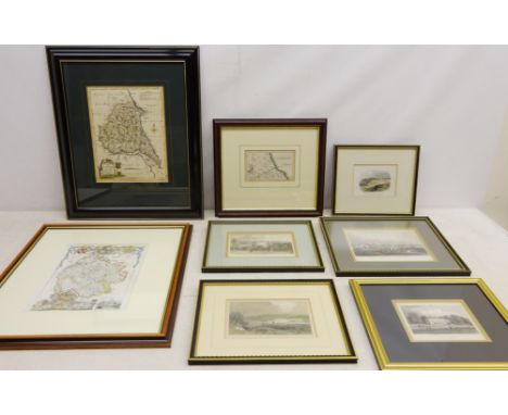 19th century maps and engravings including 'The East Riding of Yorkshire' by J. Ellis, 'Scarborough' Road map, Blenheim Terra