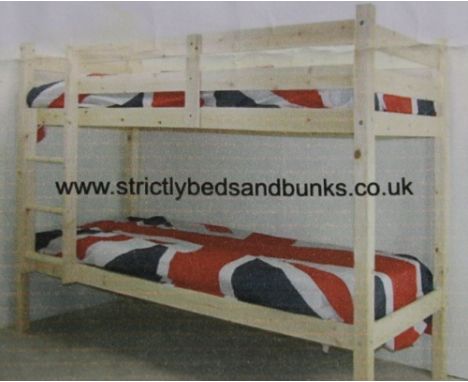 Duchess Trio 2'6" natural bunk bed set with underbed, central rail &amp; ladder together with three mattresses